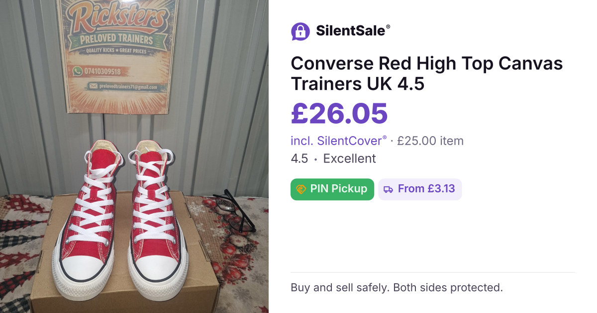 Converse Red High Top Canvas Trainers UK 4.5