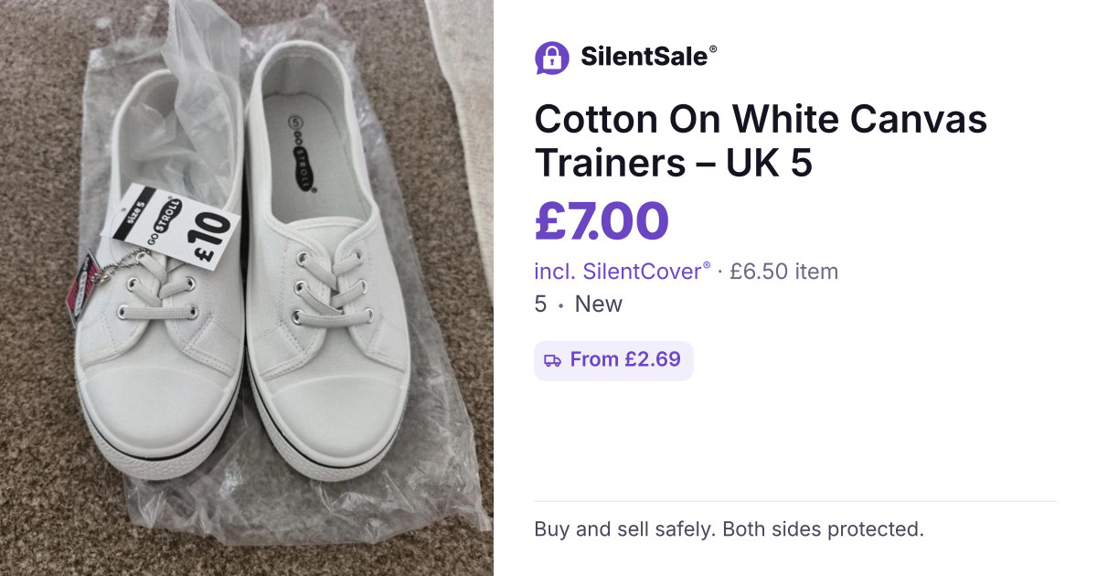 Cotton On White Canvas Trainers – UK 5