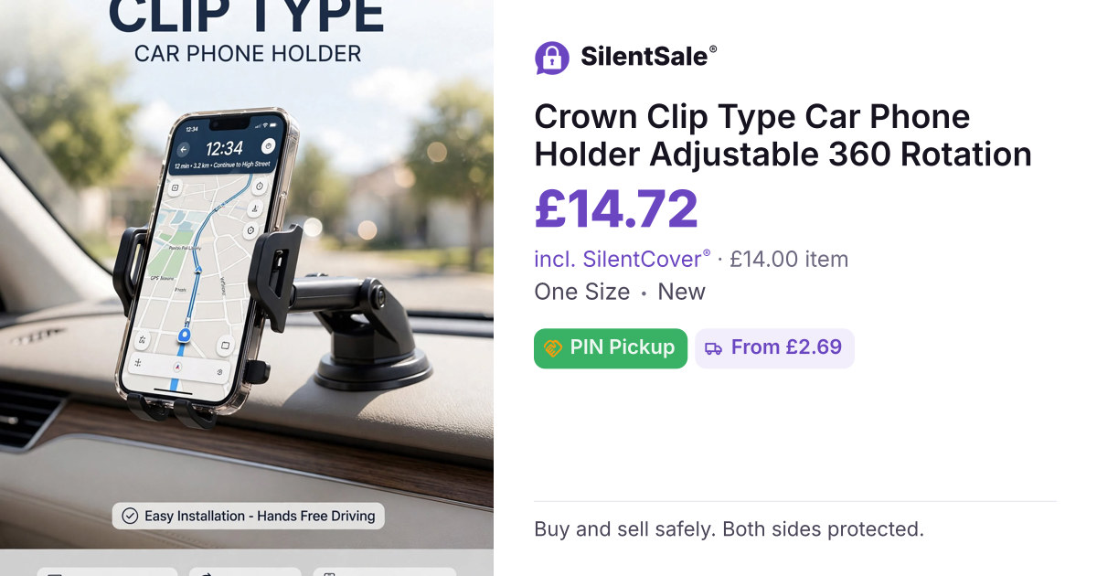 Crown Clip Type Car Phone Holder Adjustable 360 Rotation