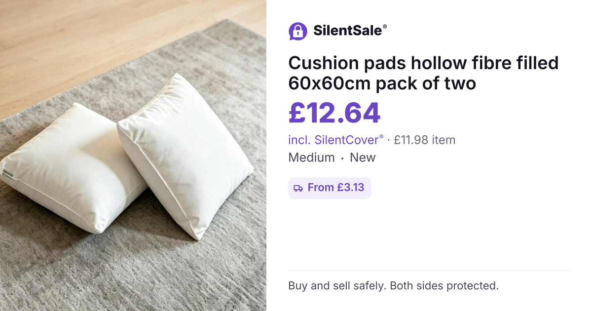 Cushion pads hollow fibre filled 60x60cm pack of two