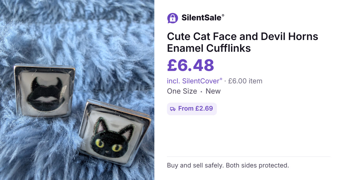 Cute Cat Face and Devil Horns Enamel Cufflinks