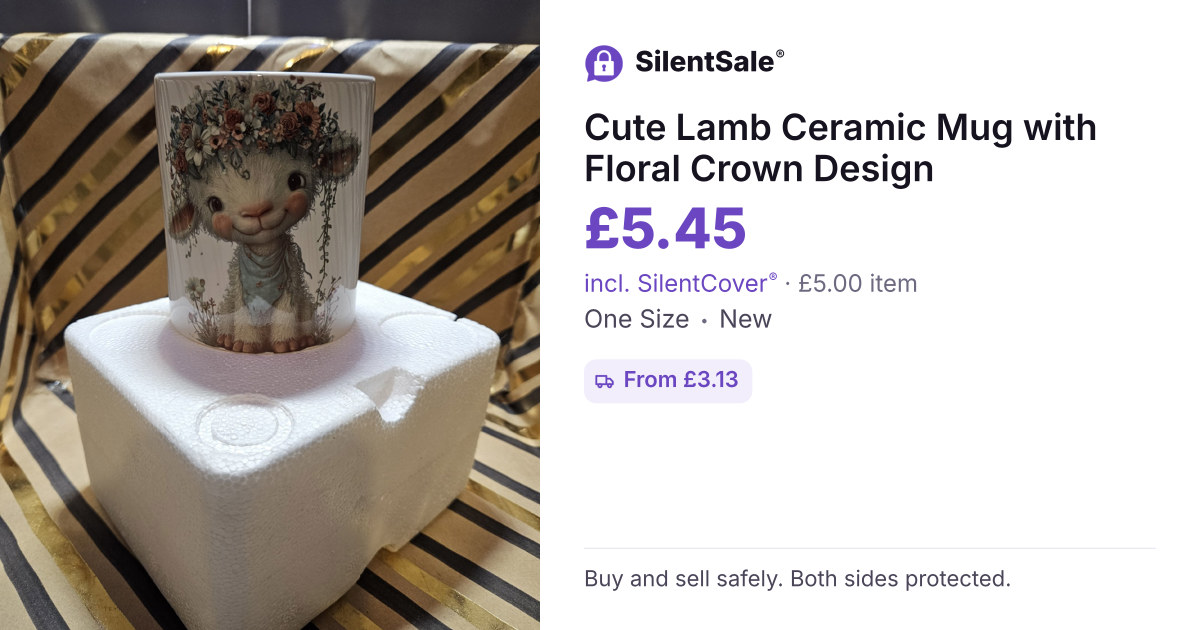 Cute Lamb Ceramic Mug with Floral Crown Design