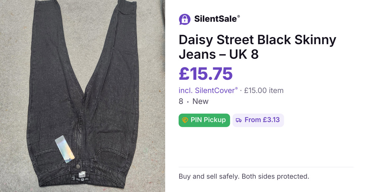 Daisy Street Black Skinny Jeans – UK 8