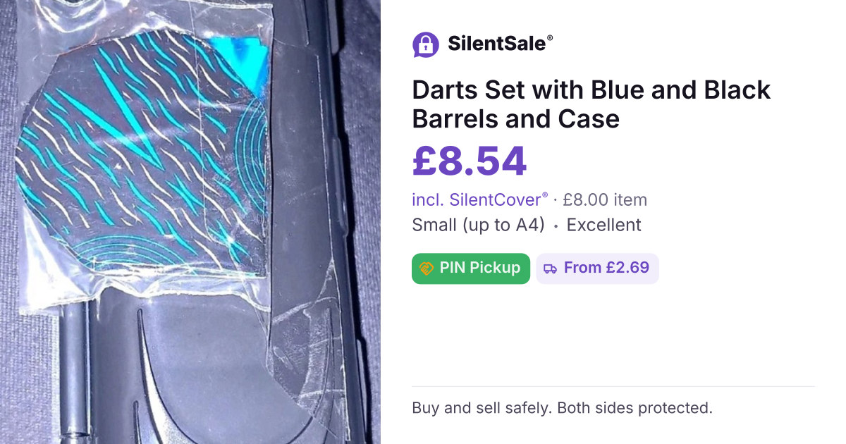 Darts Set with Blue and Black Barrels and Case