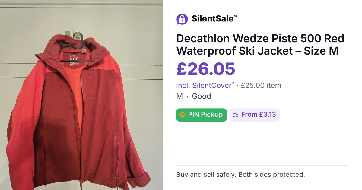 Decathlon Wedze Piste 500 Red Waterproof Ski Jacket – Size M