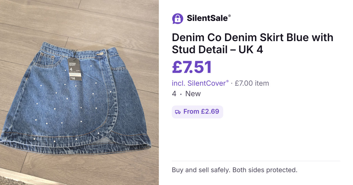 Denim Co Denim Skirt Blue with Stud Detail – UK 4