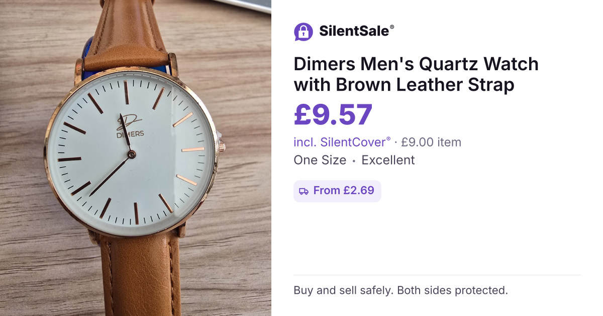 Dimers Men's Quartz Watch with Brown Leather Strap