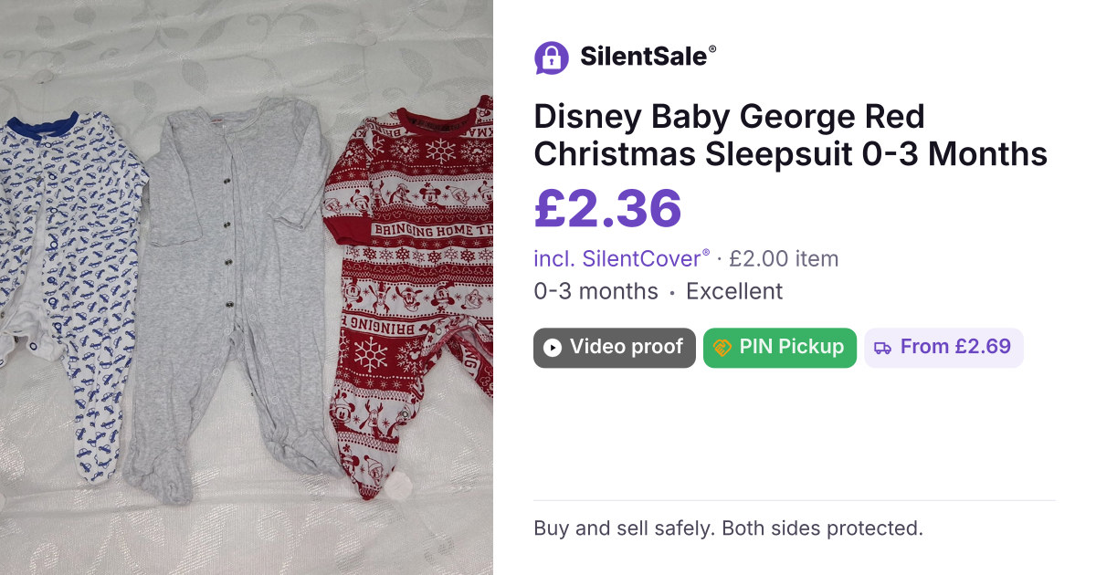 Disney Baby George Red Christmas Sleepsuit 0-3 Months