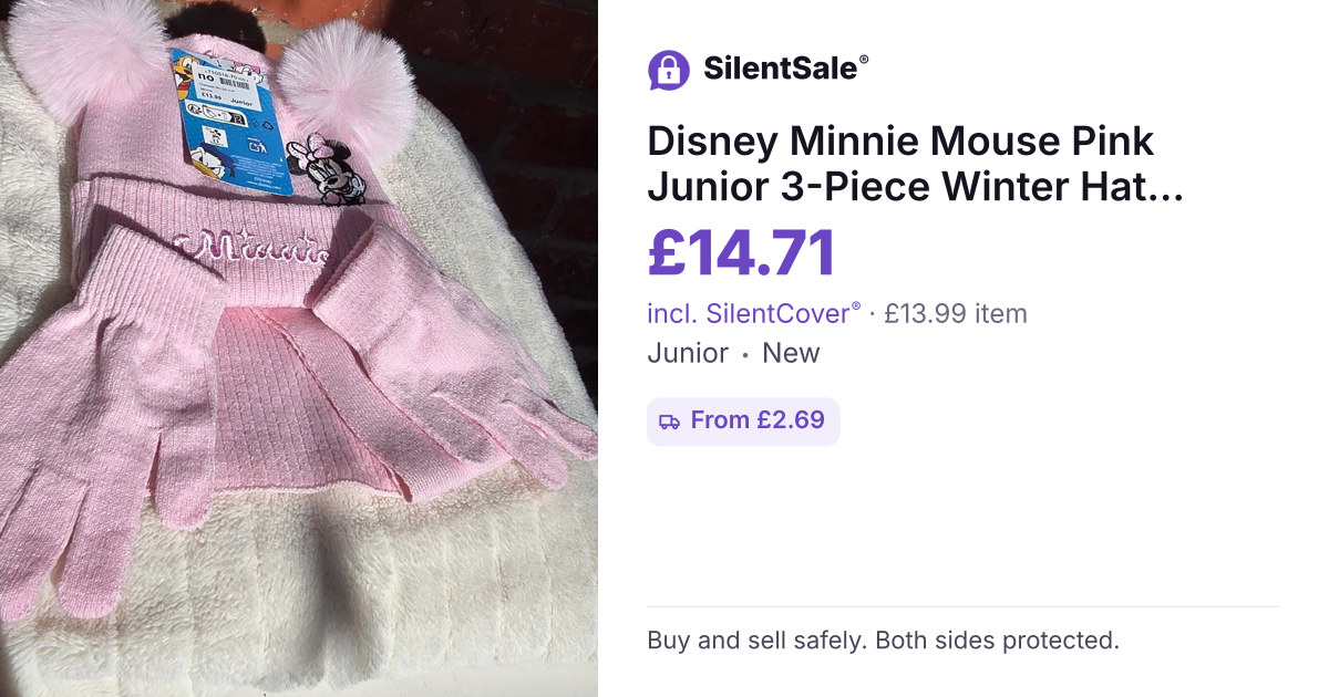 Disney Minnie Mouse Pink Junior 3-Piece Winter Hat, Scarf & Gloves Set