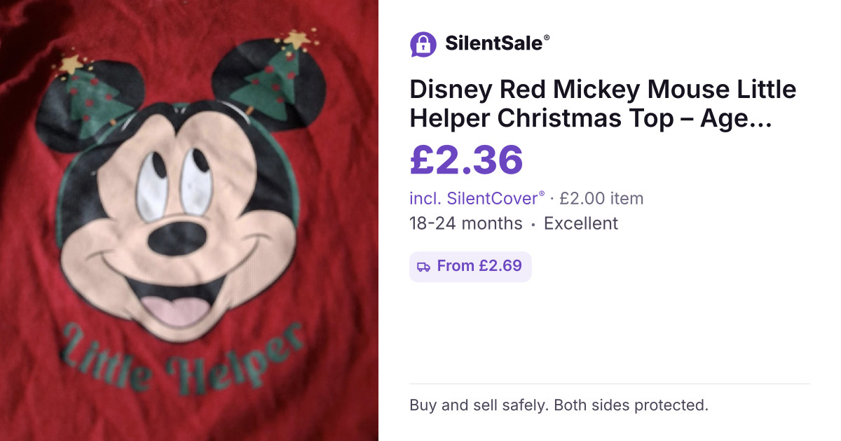 Disney Red Mickey Mouse Little Helper Christmas Top – Age 18-24M