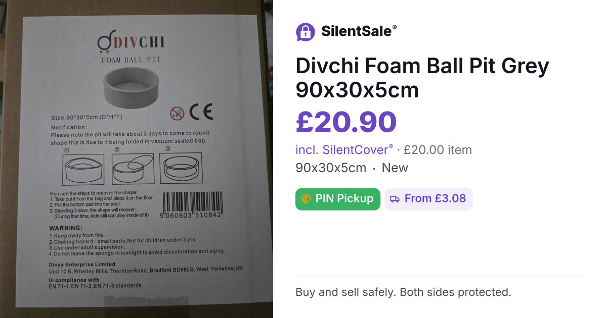 Divchi Foam Ball Pit Grey 90x30x5cm