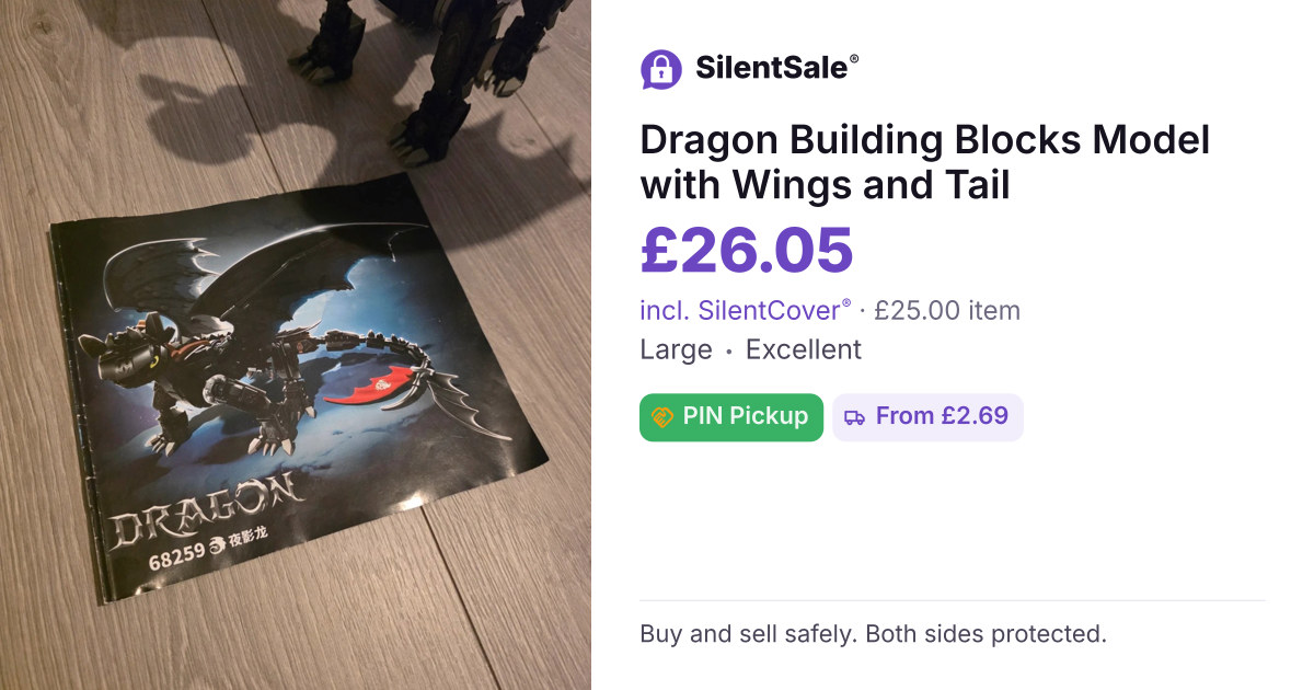 Dragon Building Blocks Model with Wings and Tail