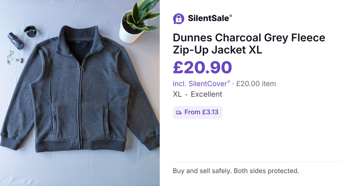 Dunnes Charcoal Grey Fleece Zip-Up Jacket XL