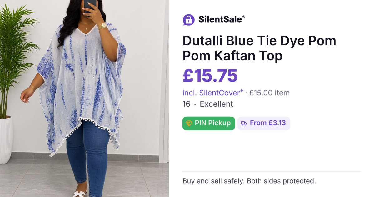 Dutalli Blue Tie Dye Pom Pom Kaftan Top