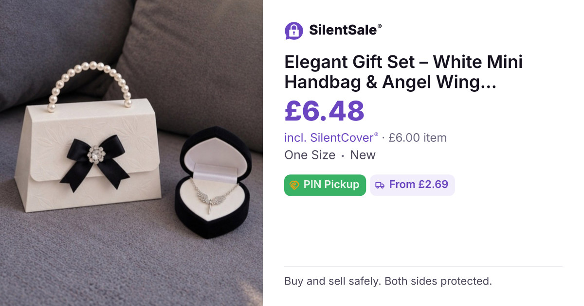 Elegant Gift Set – White Mini Handbag & Angel Wing Necklace 🤍
