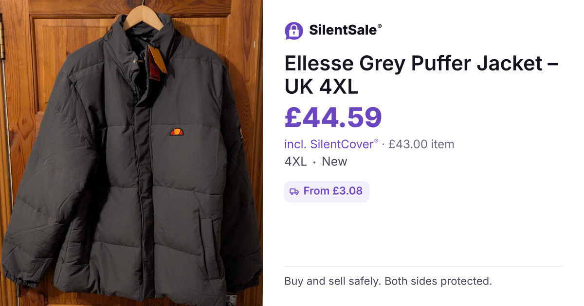 Ellesse Grey Puffer Jacket – UK 4XL