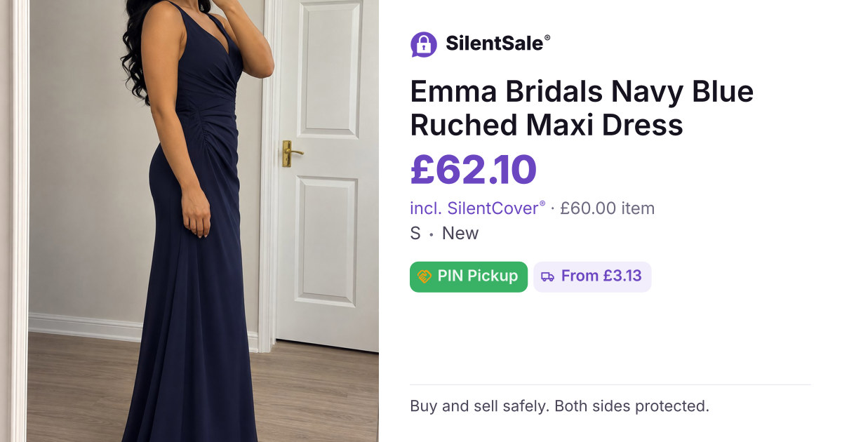 Emma Bridals Navy Blue Ruched Maxi Dress