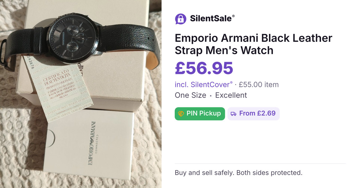 Emporio Armani Black Leather Strap Men's Watch