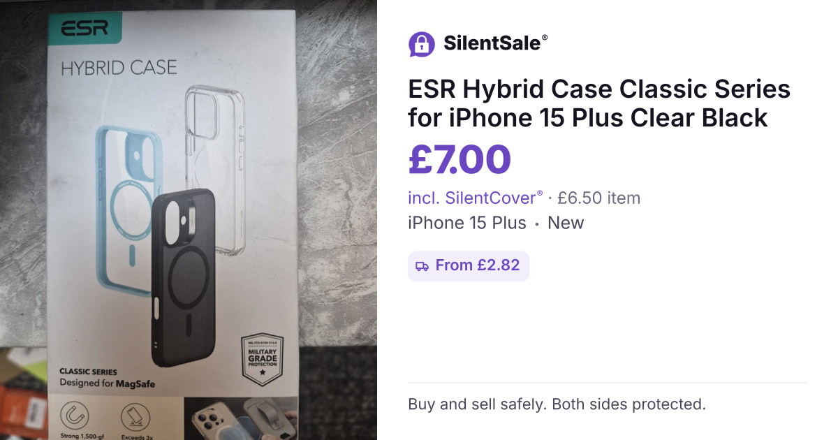 ESR Hybrid Case Classic Series for iPhone 15 Plus Clear Black