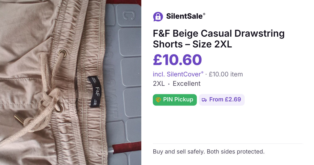 F&F Beige Casual Drawstring Shorts – Size 2XL