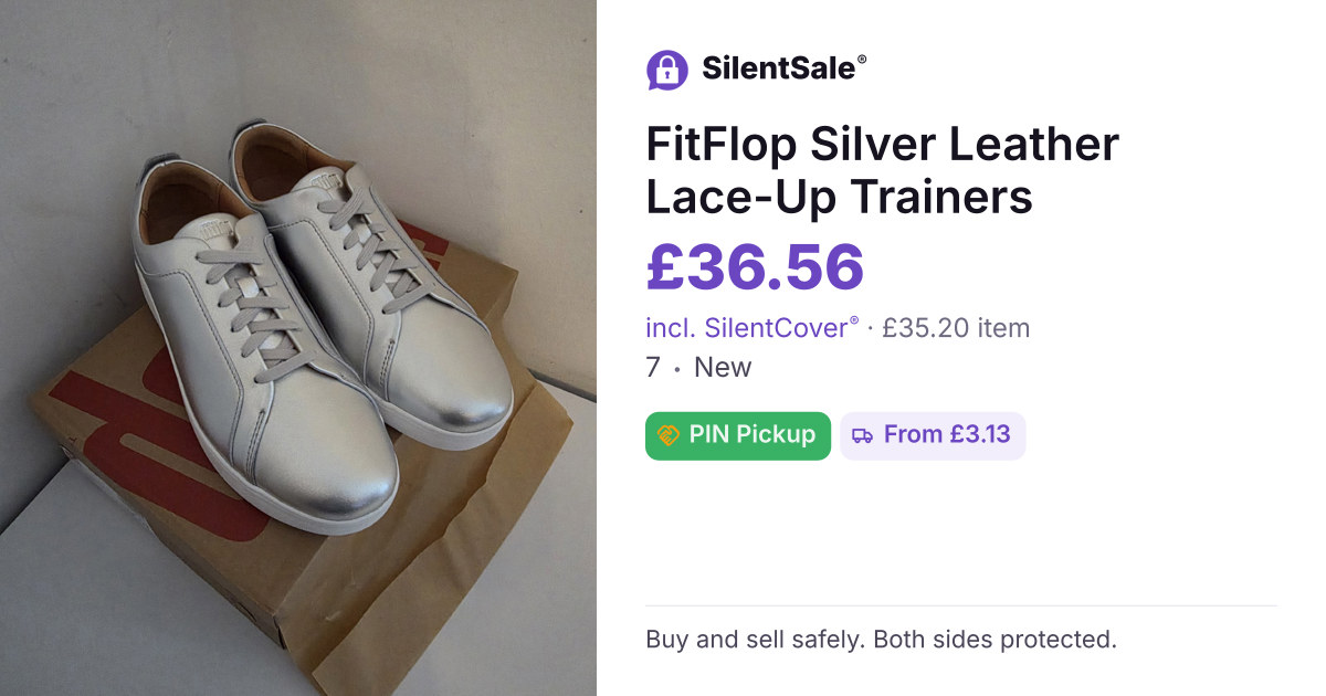 FitFlop Silver Leather Lace-Up Trainers