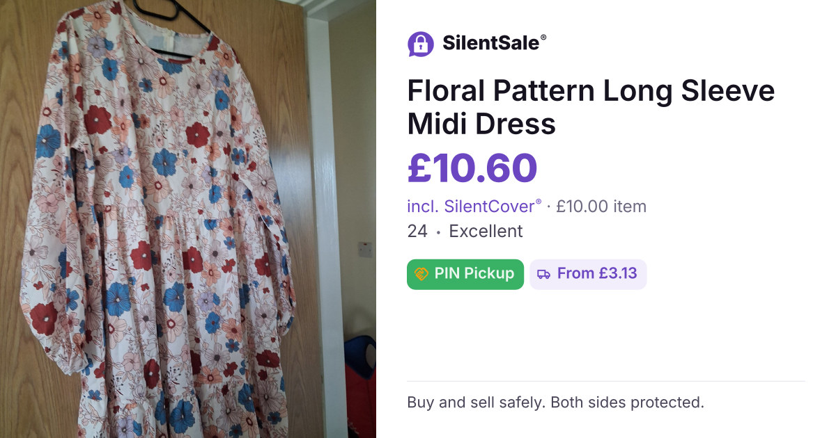Floral Pattern Long Sleeve Midi Dress