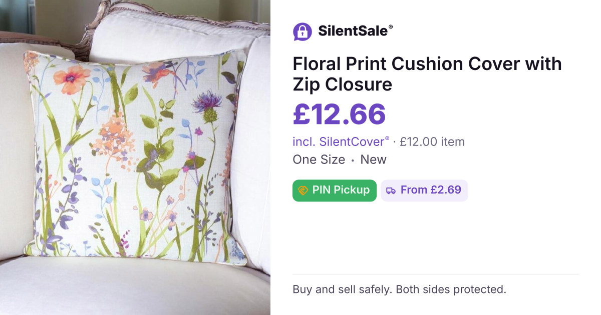 Floral Print Cushion Cover with Zip Closure