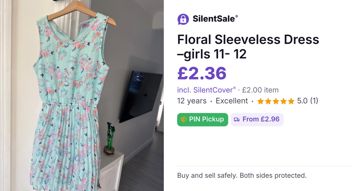 Floral Sleeveless Dress –girls 11- 12