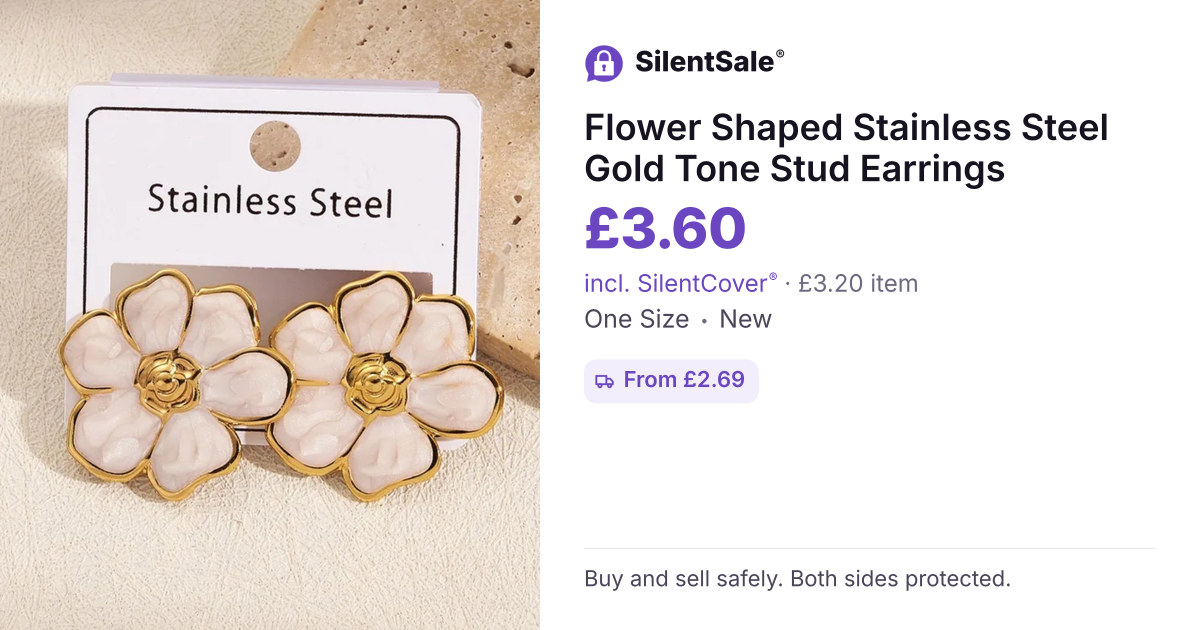 Flower Shaped Stainless Steel Gold Tone Stud Earrings