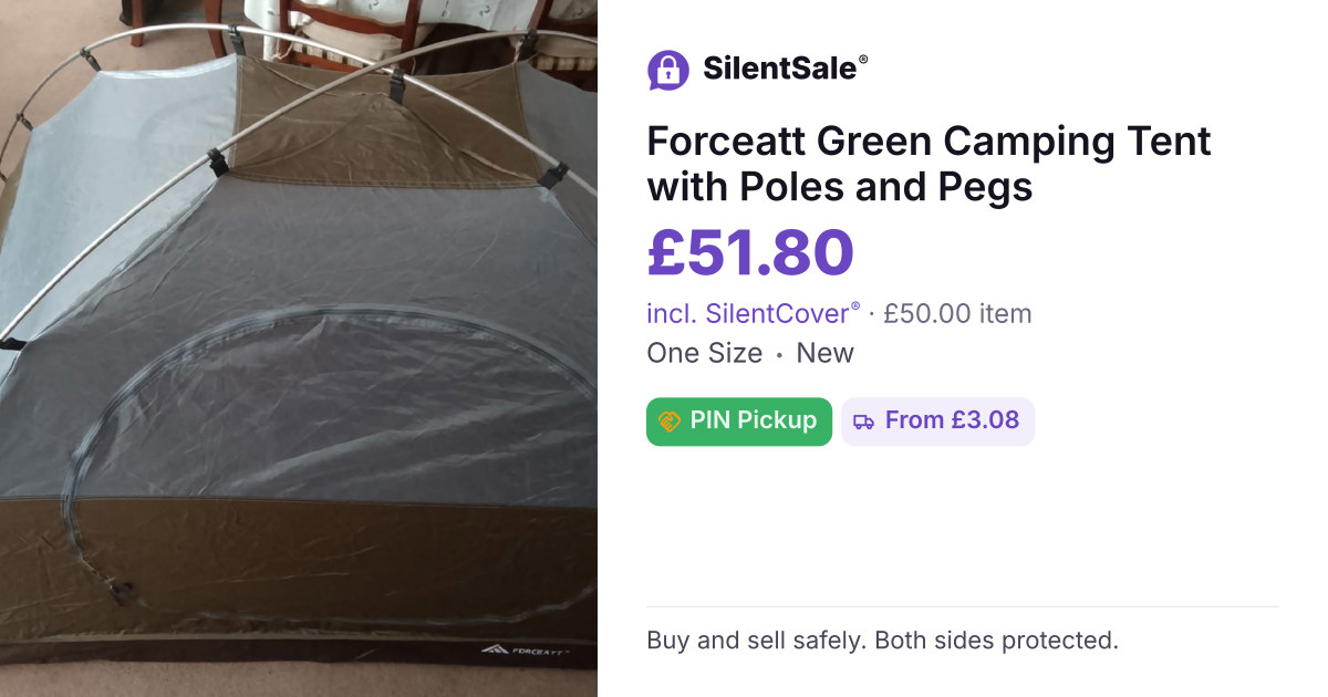 Forceatt Green Camping Tent with Poles and Pegs