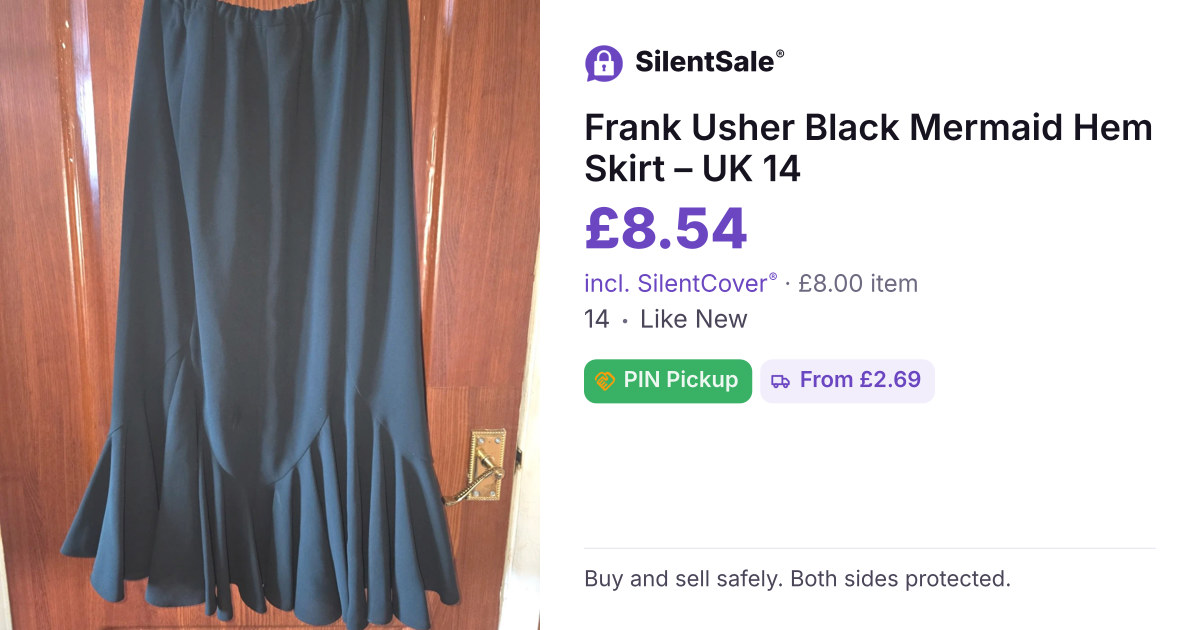 Frank Usher Black Mermaid Hem Skirt – UK 14