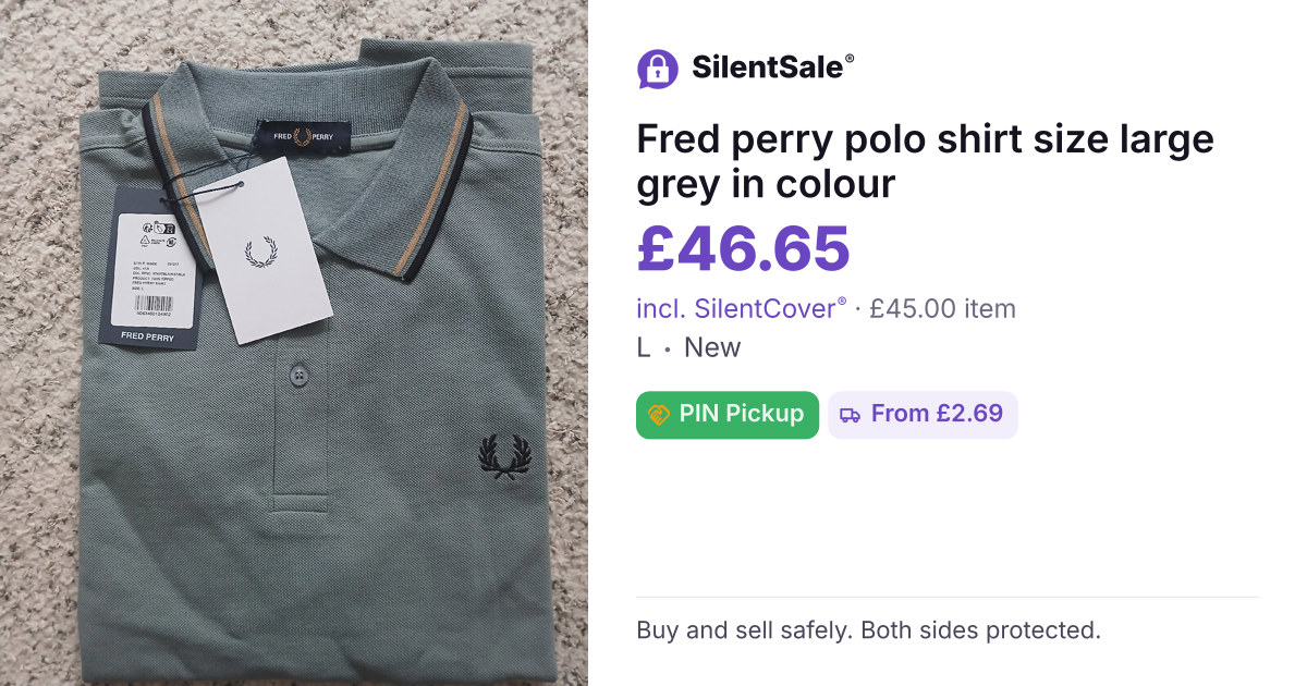 Fred perry polo shirt size large grey in colour 