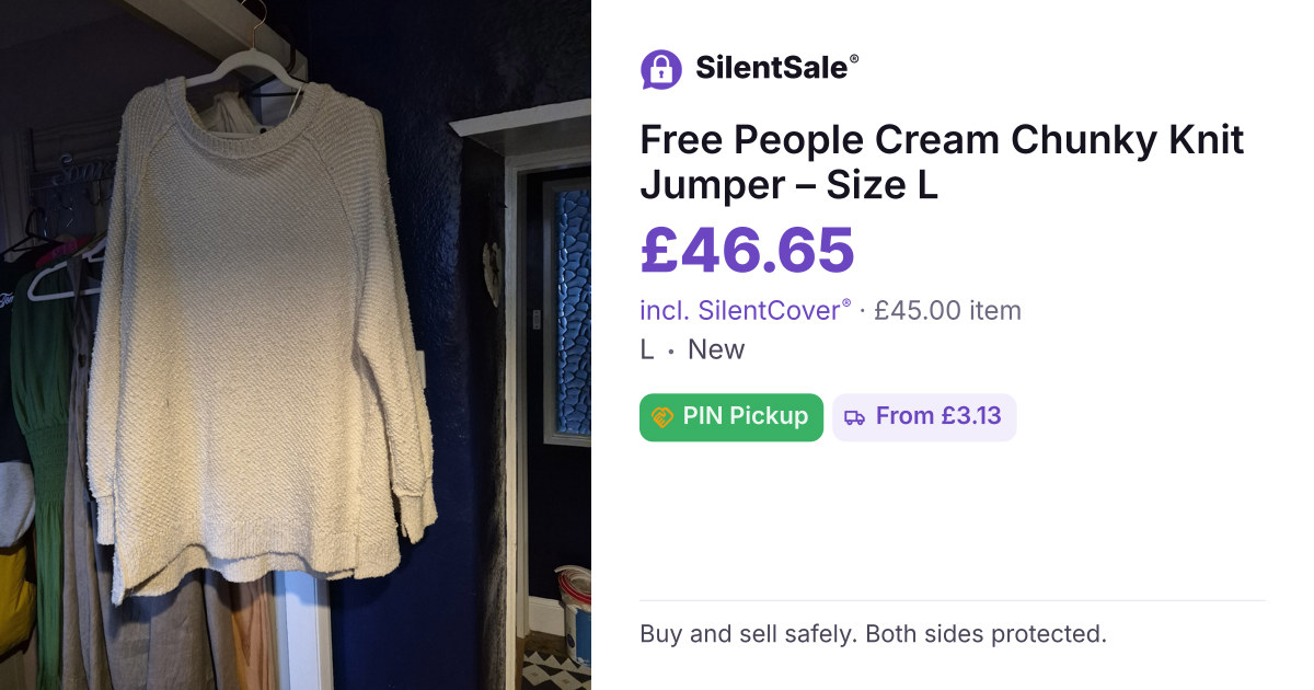 Free People Cream Chunky Knit Jumper – Size L