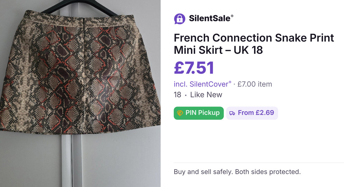 French Connection Snake Print Mini Skirt – UK 18