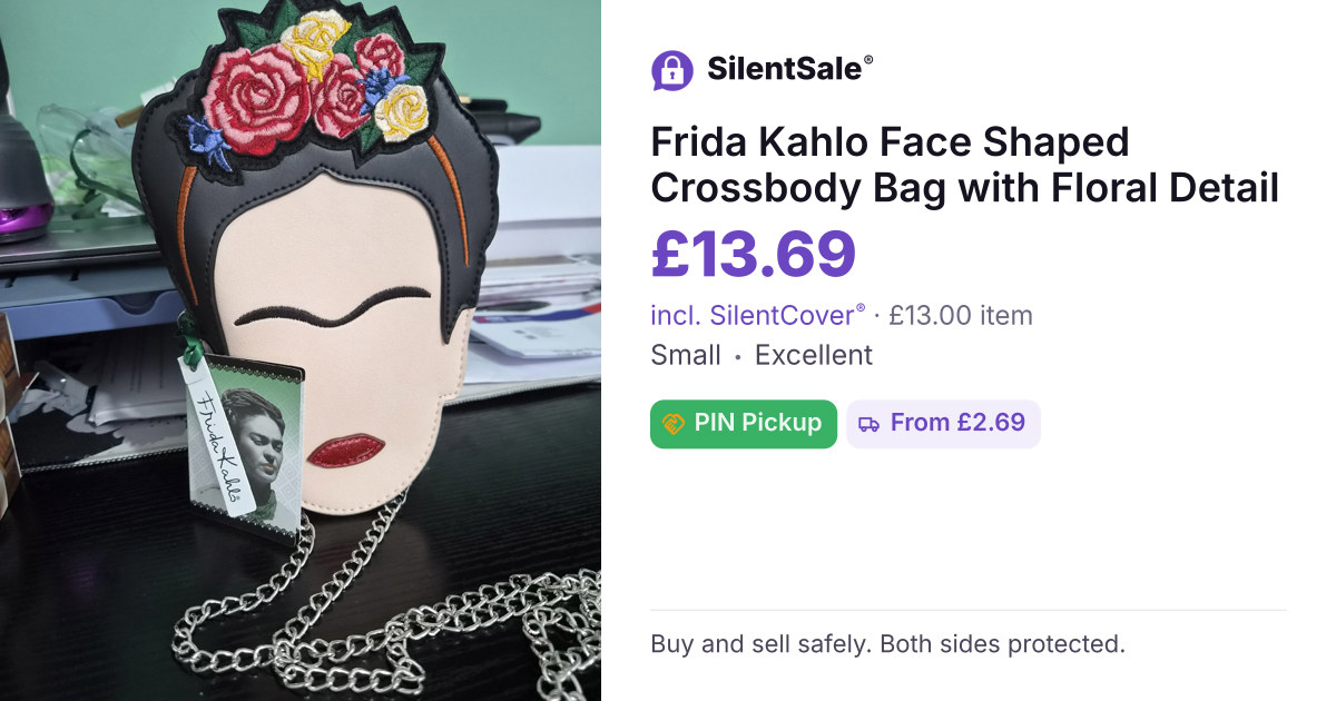 Frida Kahlo Face Shaped Crossbody Bag with Floral Detail