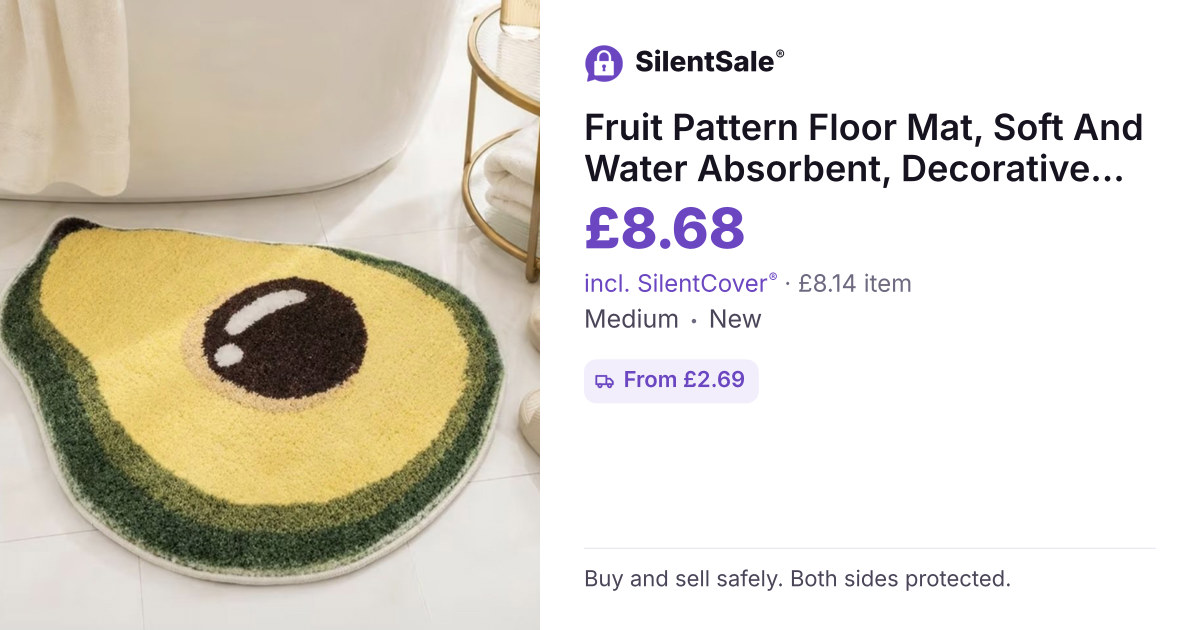 Fruit Pattern Floor Mat, Soft And Water Absorbent, Decorative (Avocado)