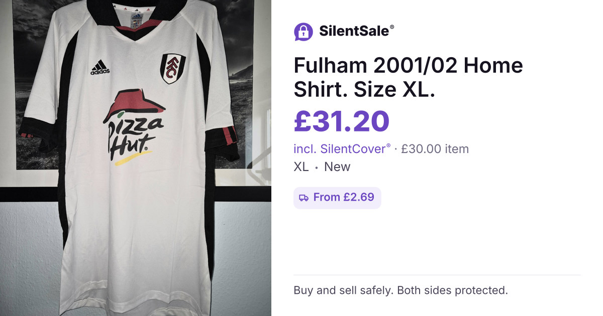 Fulham 2001/02 Home Shirt. Size XL.