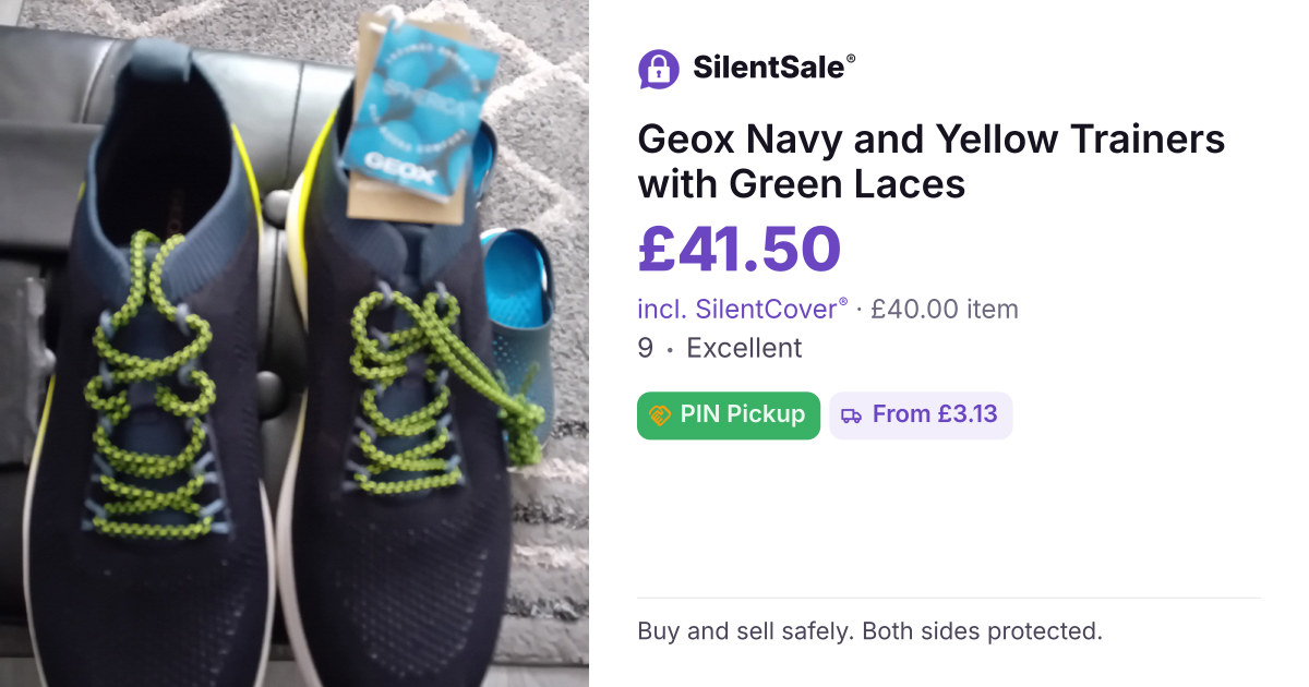 Geox Navy and Yellow Trainers with Green Laces