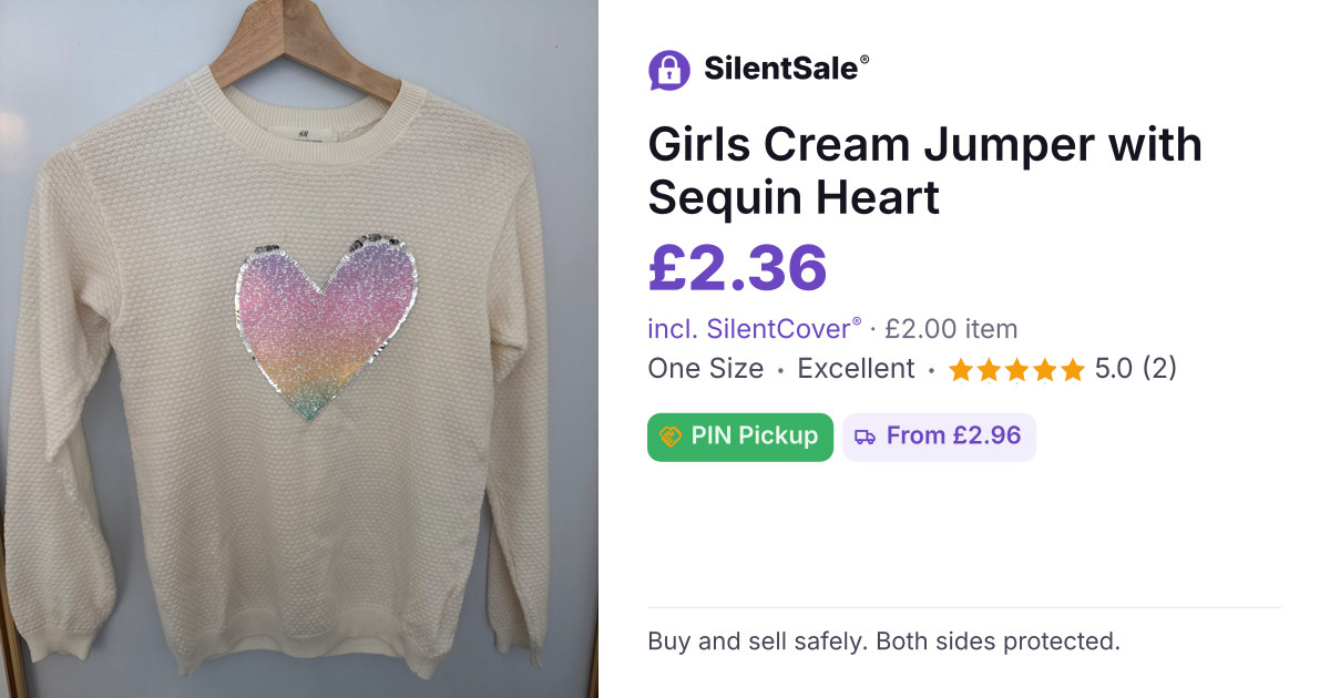 Girls Cream Jumper with Sequin Heart