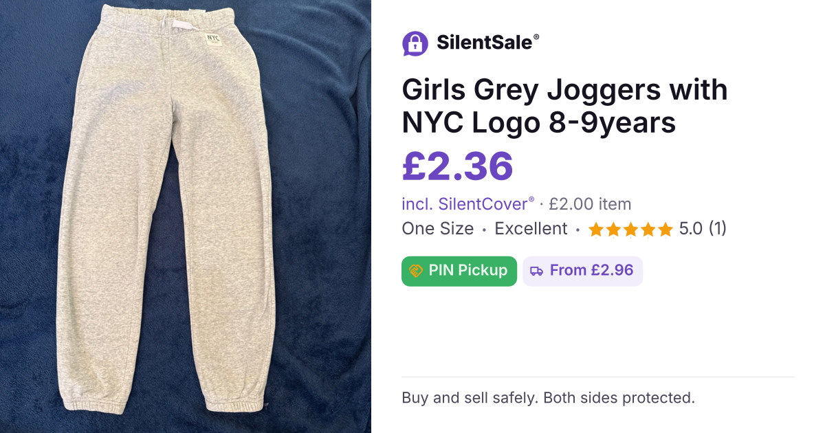 Girls Grey Joggers with NYC Logo 8-9years