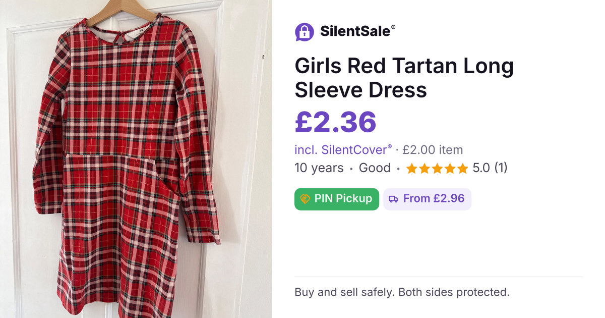 Girls Red Tartan Long Sleeve Dress