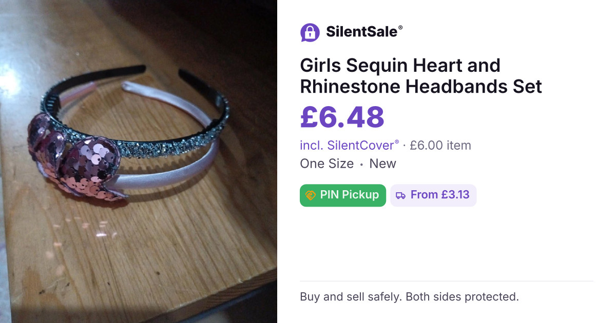 Girls Sequin Heart and Rhinestone Headbands Set
