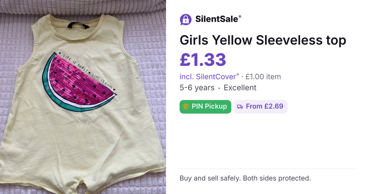 Girls Yellow Sleeveless top