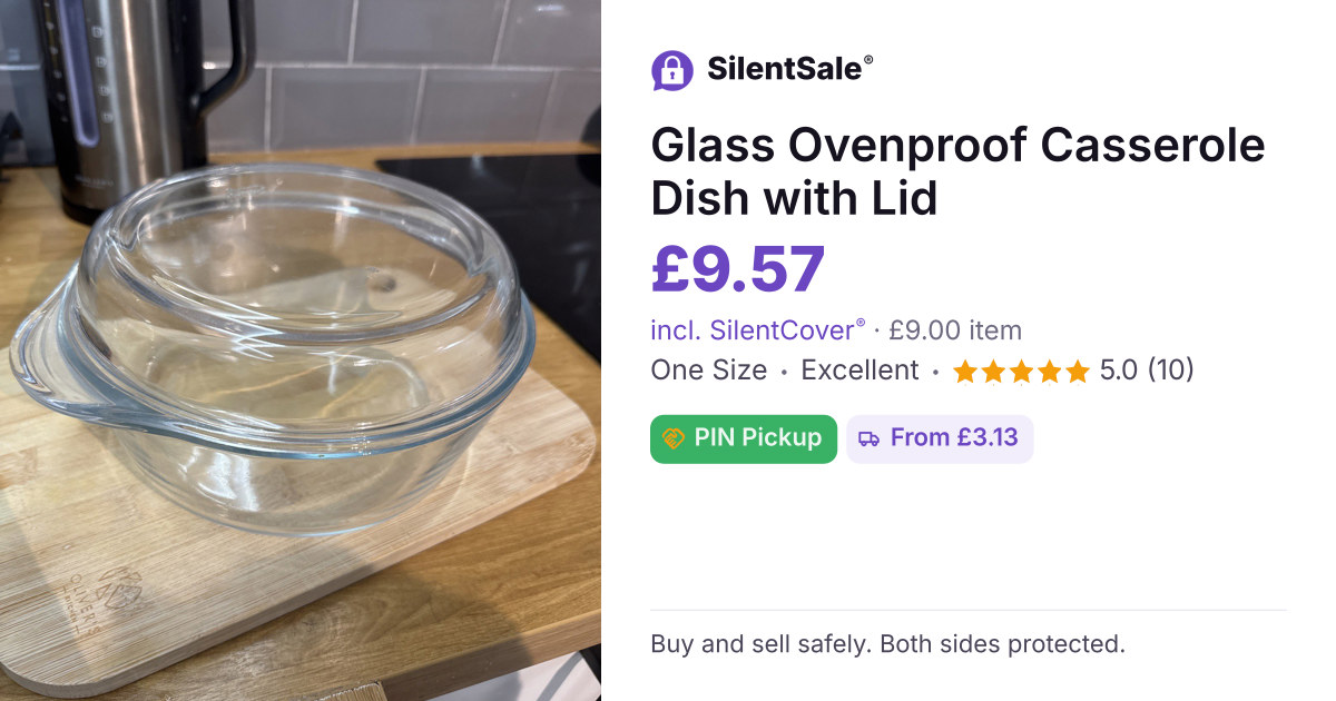 Glass Ovenproof Casserole Dish with Lid