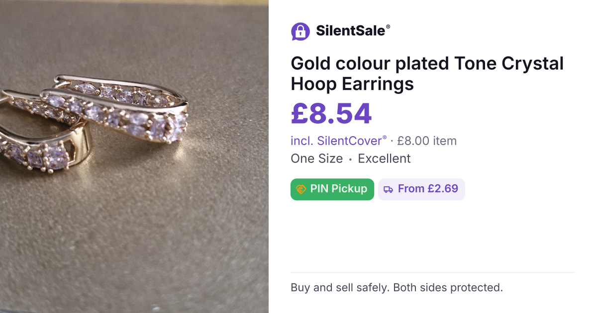 Gold  colour plated Tone Crystal Hoop Earrings