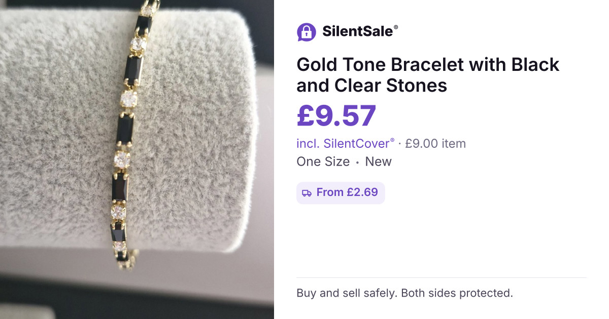 Gold Tone Bracelet with Black and Clear Stones