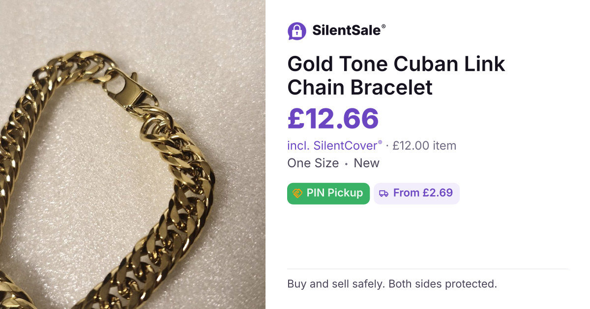 Gold Tone Cuban Link Chain Bracelet