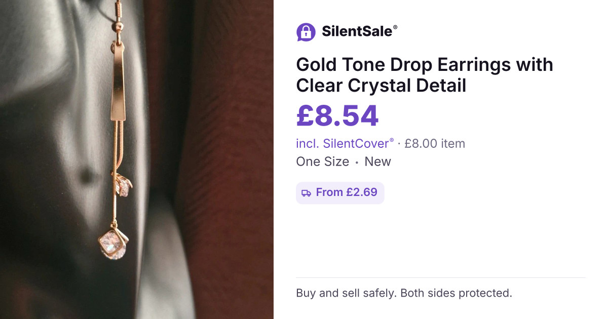 Gold Tone Drop Earrings with Clear Crystal Detail