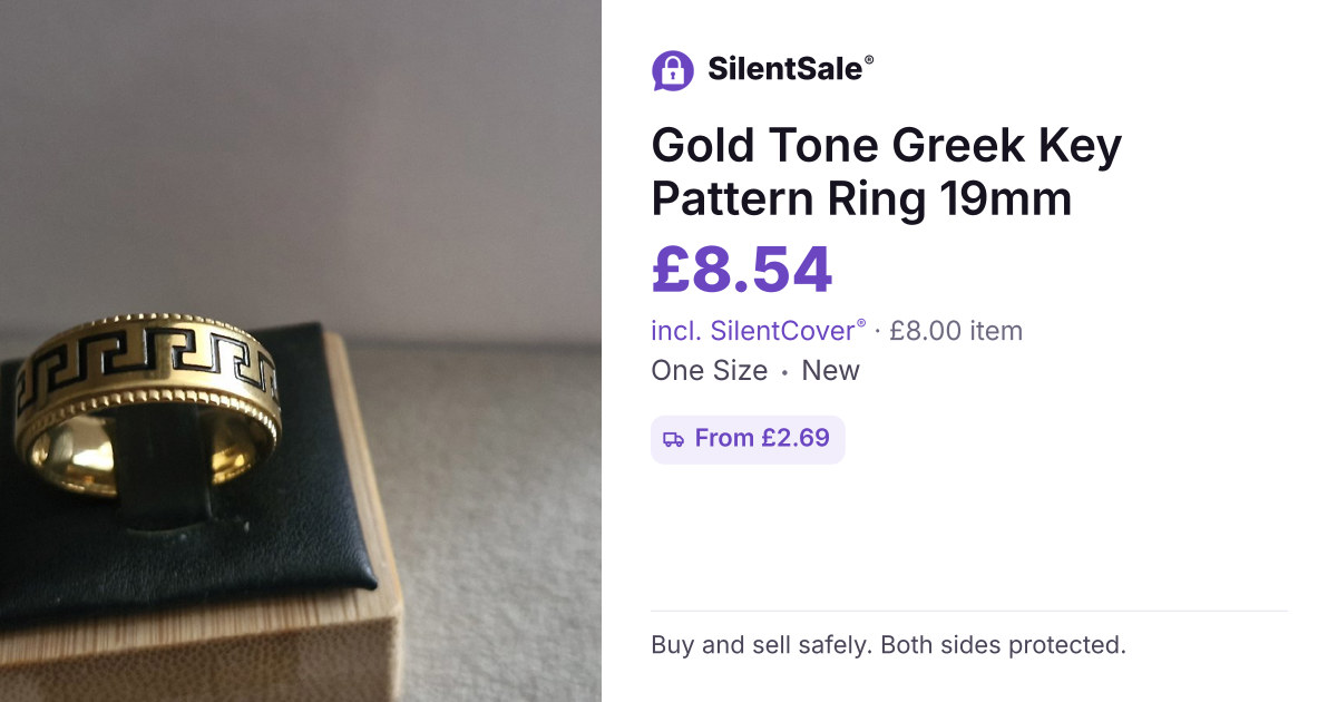 Gold Tone Greek Key Pattern Ring 19mm