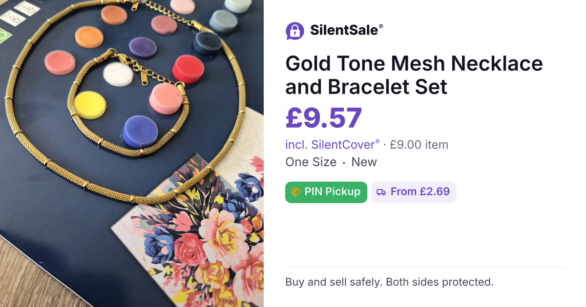 Gold Tone Mesh Necklace and Bracelet Set
